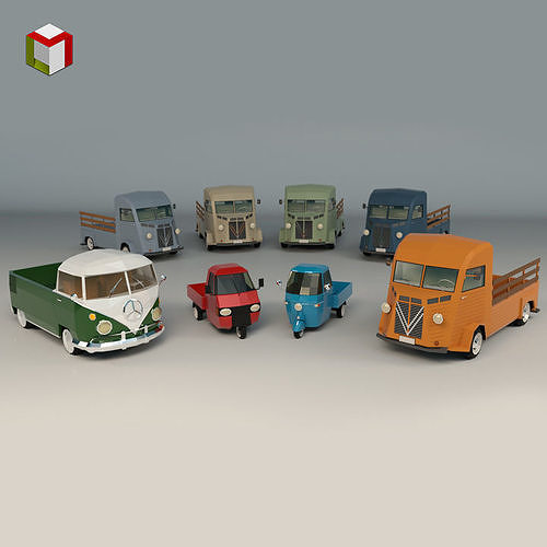 Low Poly Pickup Pack 02 3D Model Collection