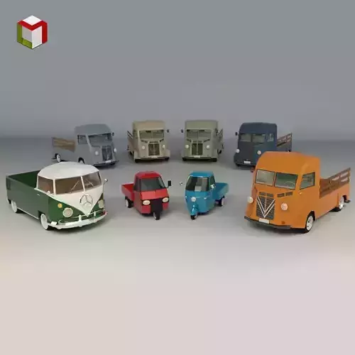 Low Poly Pickup Pack 02 3D Model Collection