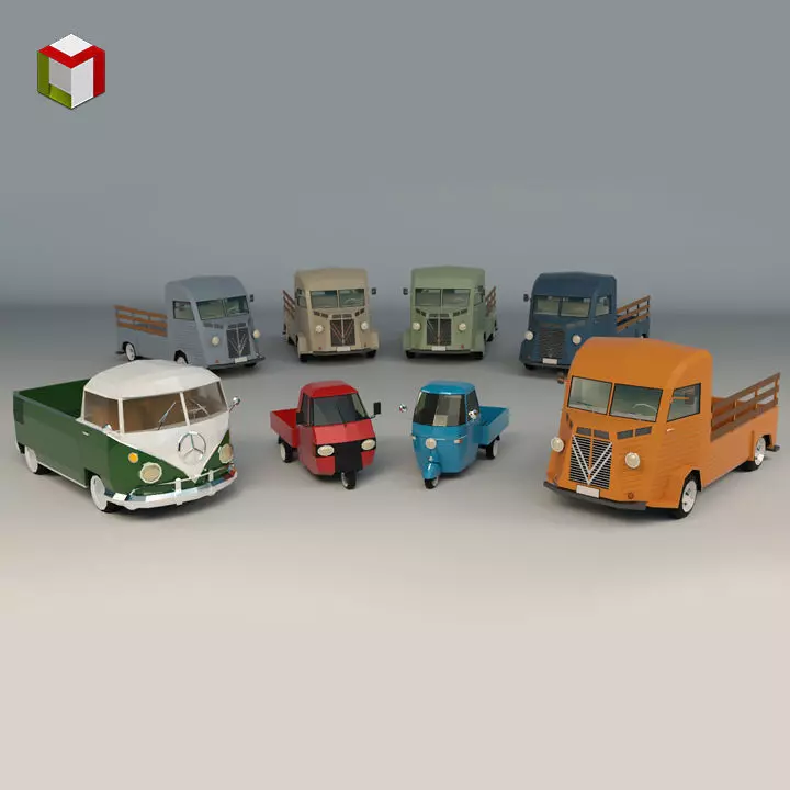 Low Poly Pickup Pack 02 3D Model Collection_0