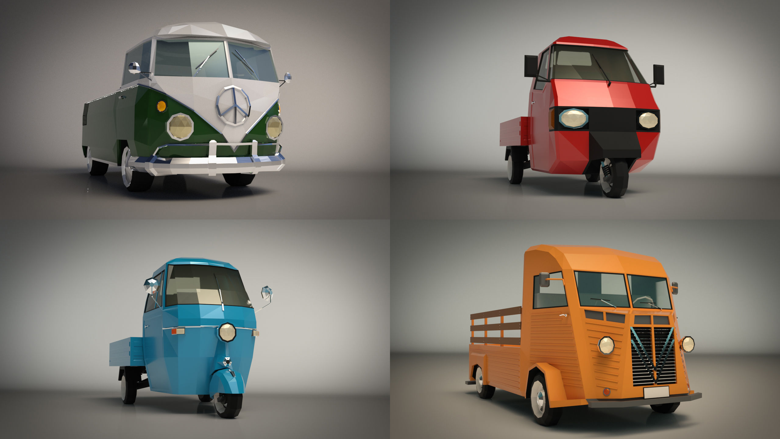 Low Poly Pickup Pack 02 3D Model Collection_8