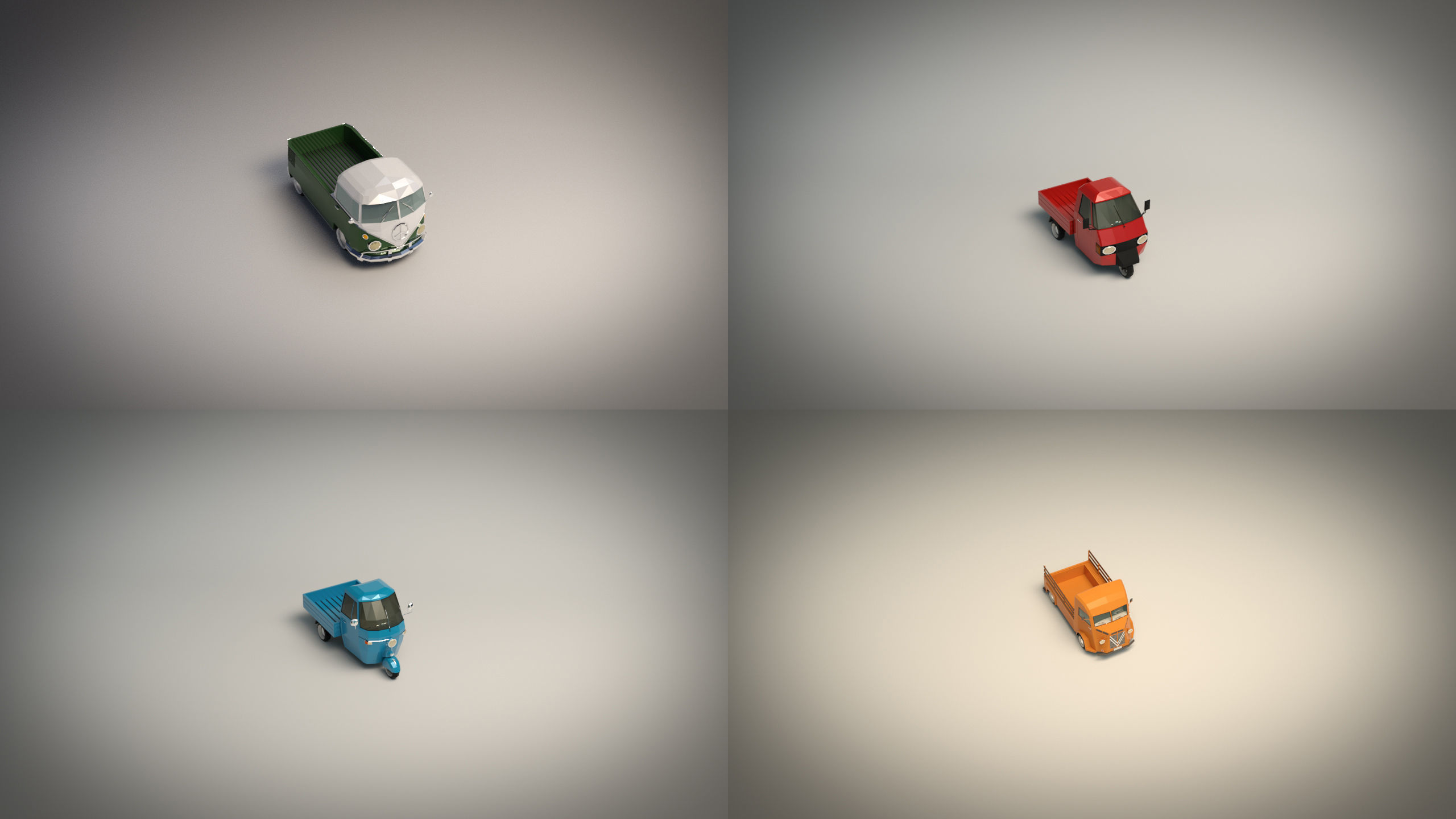 Low Poly Pickup Pack 02 3D Model Collection_7
