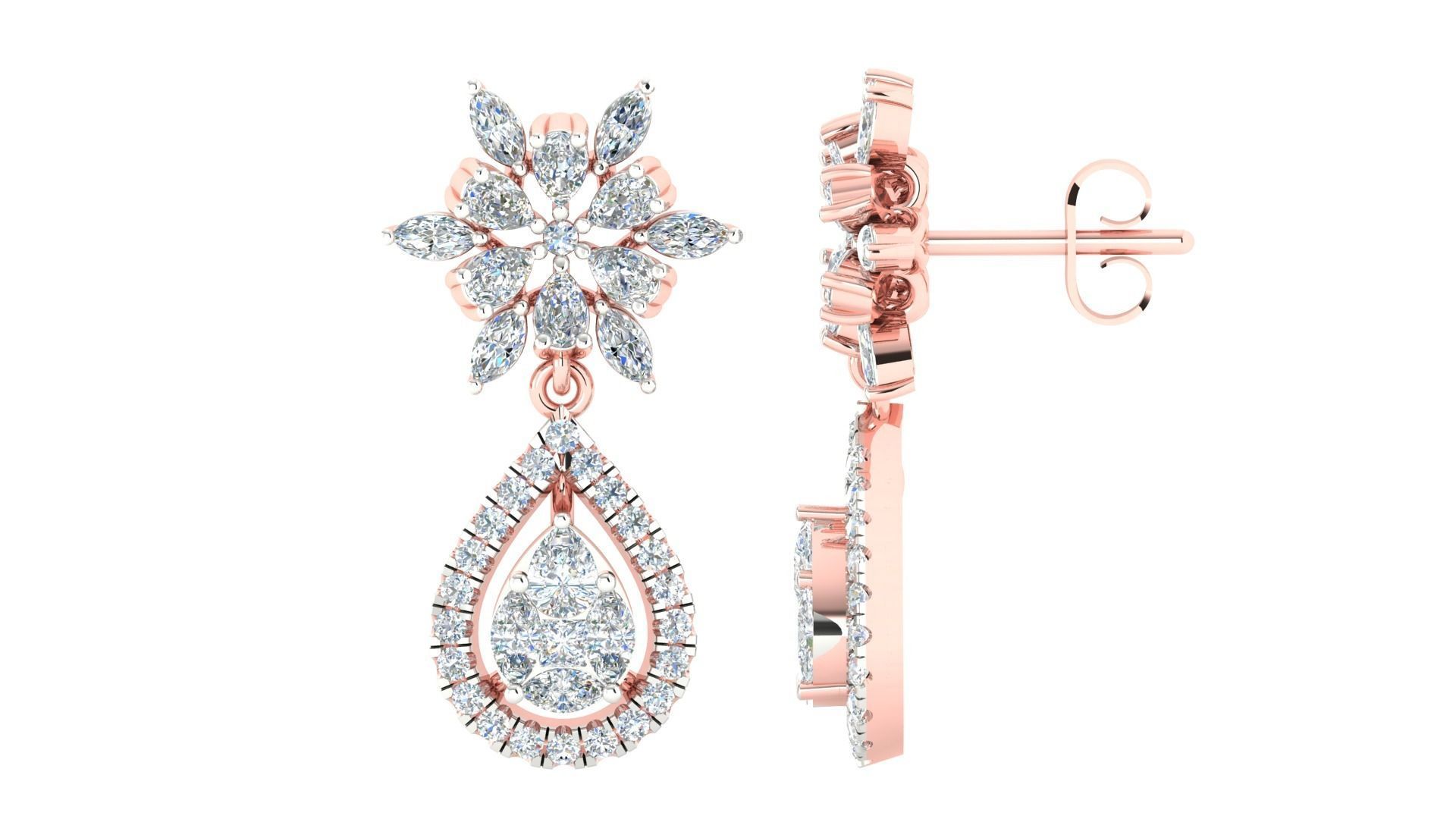 Women pendant earrings 3dm stl render detail 3D print model 3D print model_1