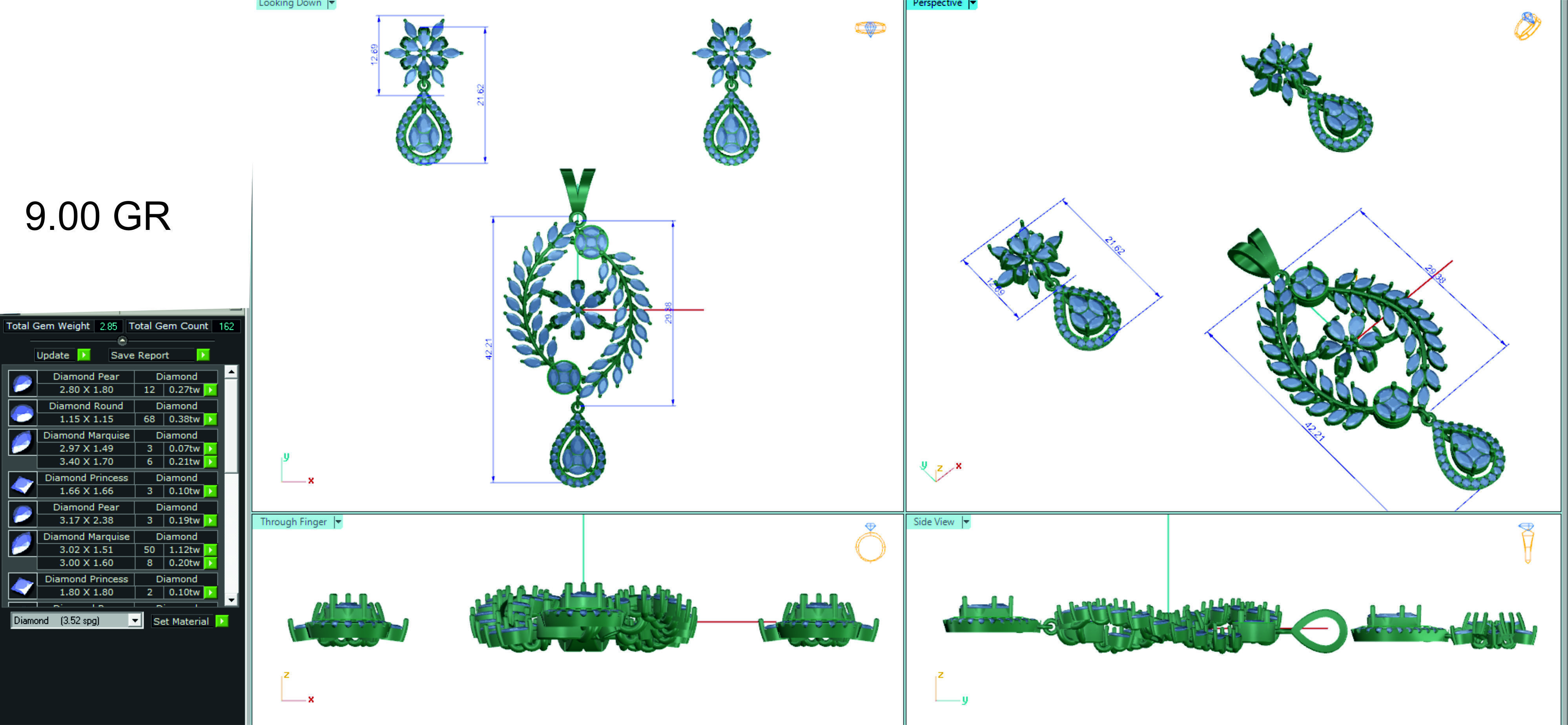 Women pendant earrings 3dm stl render detail 3D print model 3D print model_2