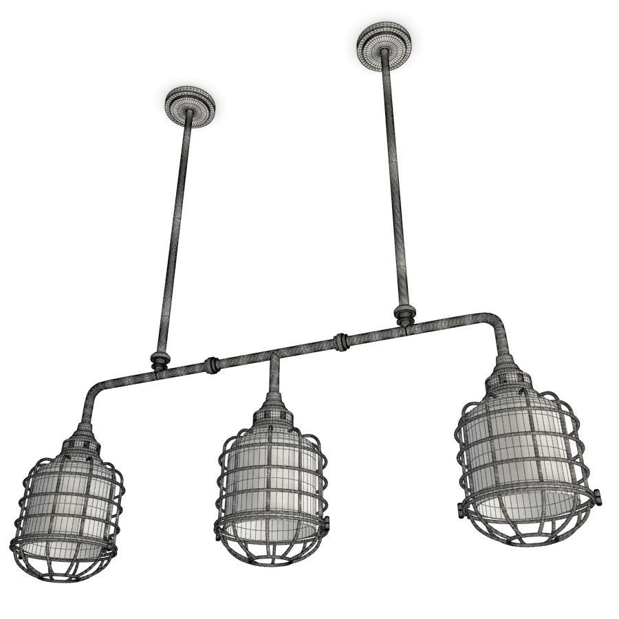 Industrial Trio Pendant Light Connell  3D model_1