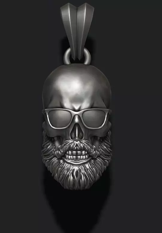 Bearded skull pendant with sunglass 3D print model_0