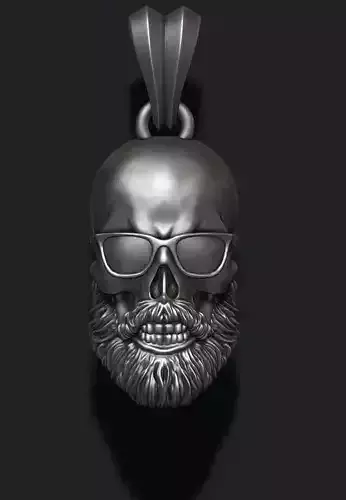 Bearded skull pendant with sunglass