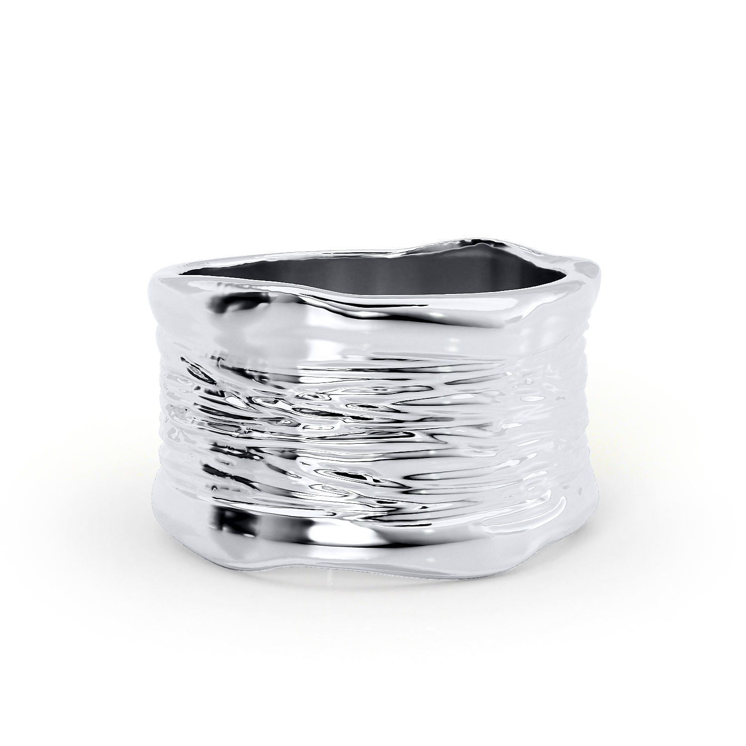 R 0018 sterling silver wavy band ring 3D print model_1