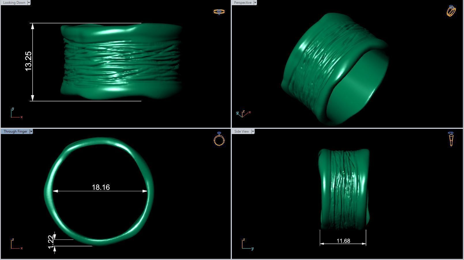 R 0018 sterling silver wavy band ring 3D print model_11