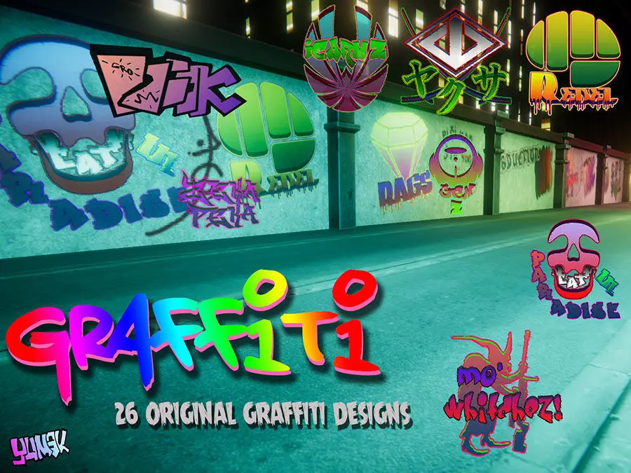 Graffiti Unity pack Low-poly 3D model_0