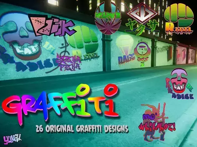 Graffiti Unity pack Low-poly 3D model