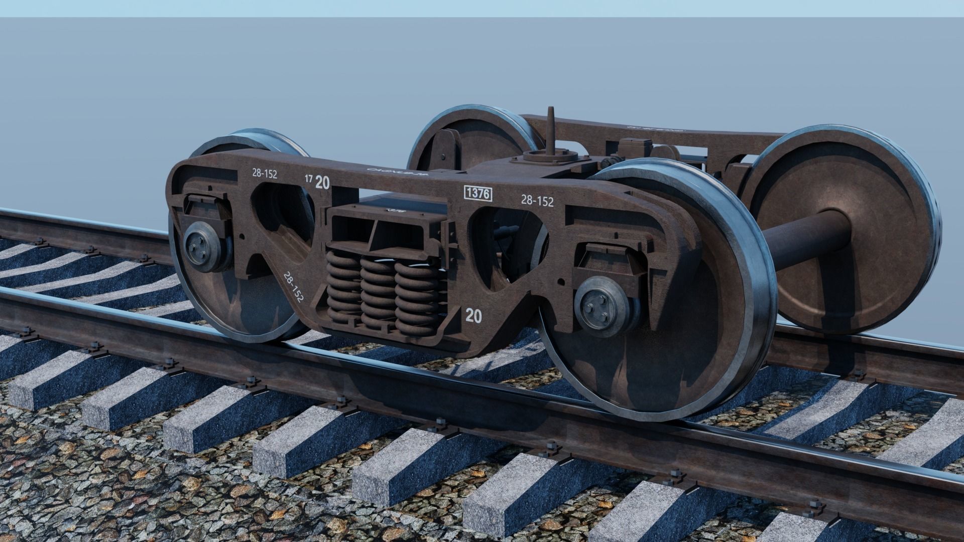 Railway freight bogie 3D model_4