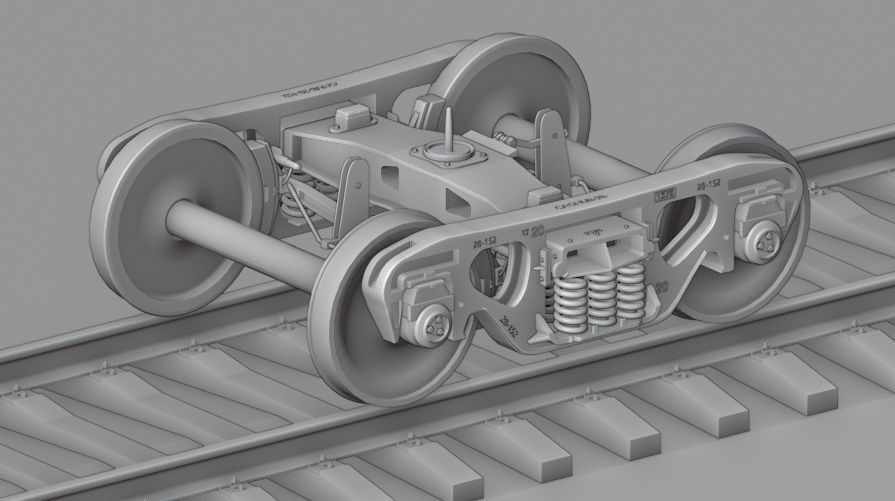 Railway freight bogie 3D model_7
