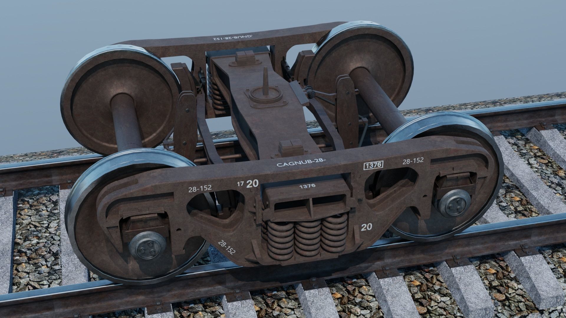 Railway freight bogie 3D model_3