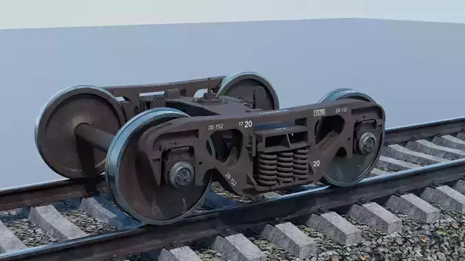 Railway freight bogie 3D model
