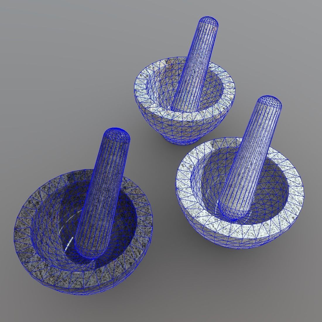 Mortar And Pestle Low-poly 3D model_7