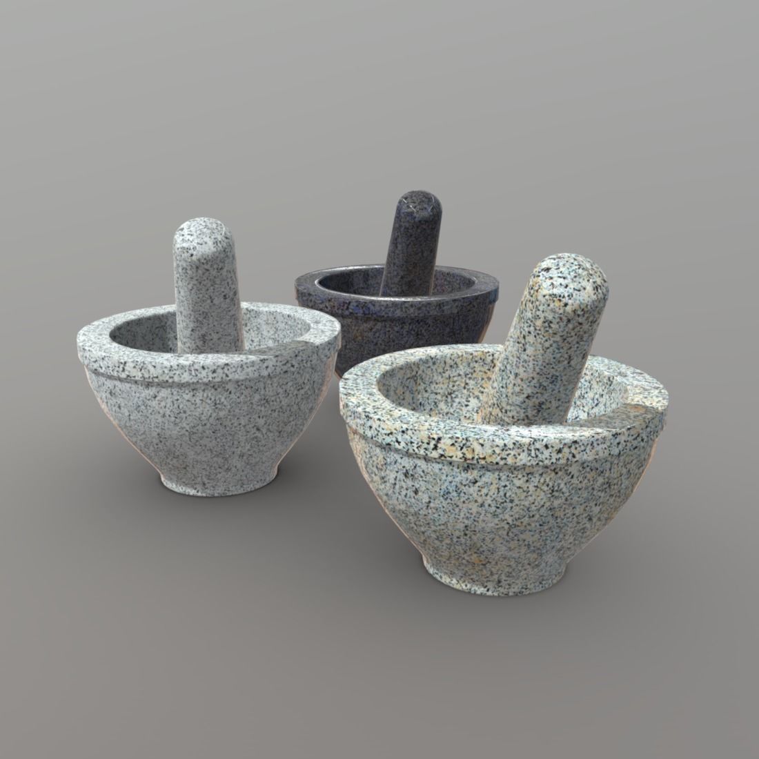 Mortar And Pestle Low-poly 3D model_3