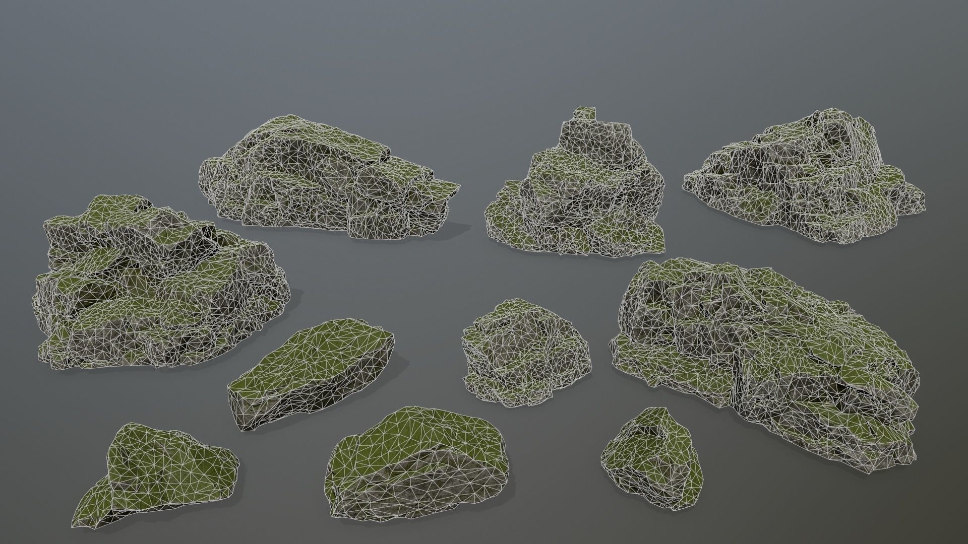 mossy rocks Low-poly 3D model_26