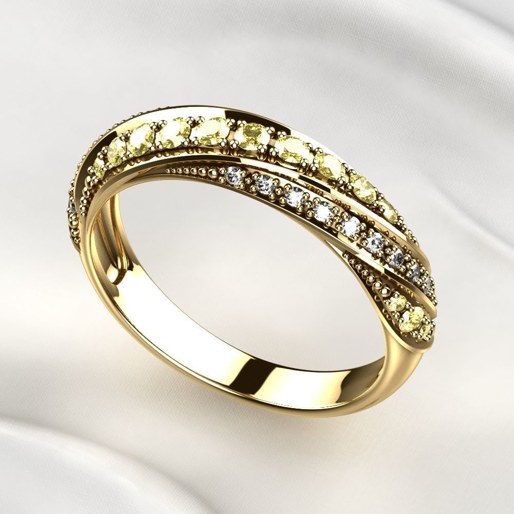 Gem Lines Gold Ring 3D print model_2