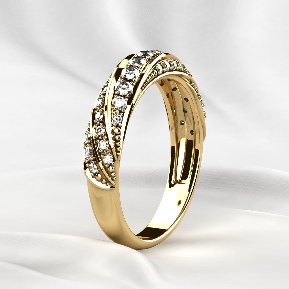 Gem Lines Gold Ring 3D print model_13