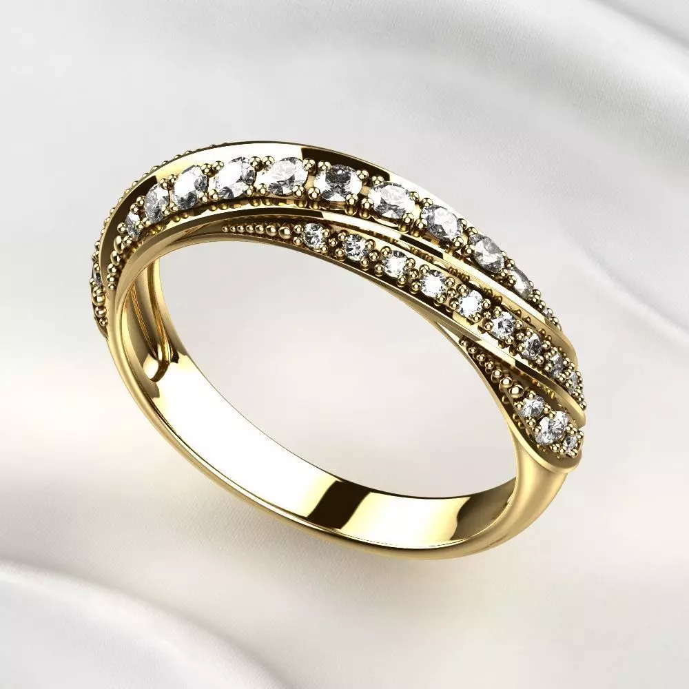 Gem Lines Gold Ring 3D print model_0