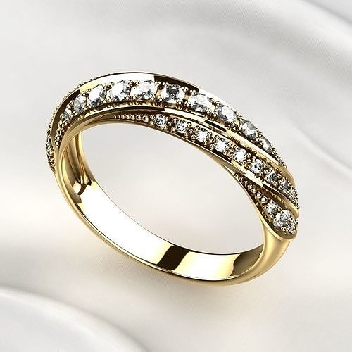 Gem Lines Gold Ring 3D print model