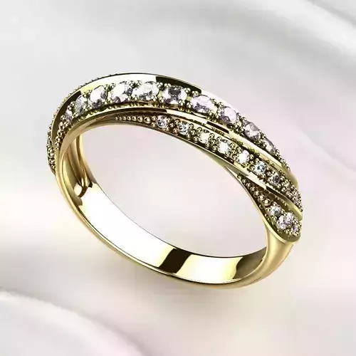 Gem Lines Gold Ring 3D print model