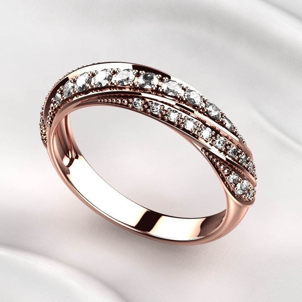 Gem Lines Gold Ring 3D print model_4