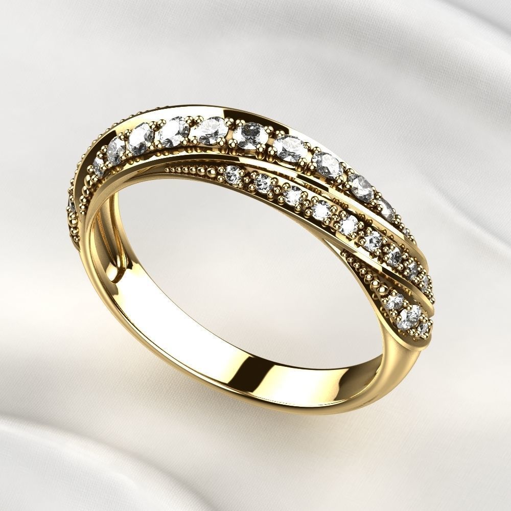 Gem Lines Gold Ring 3D print model_1