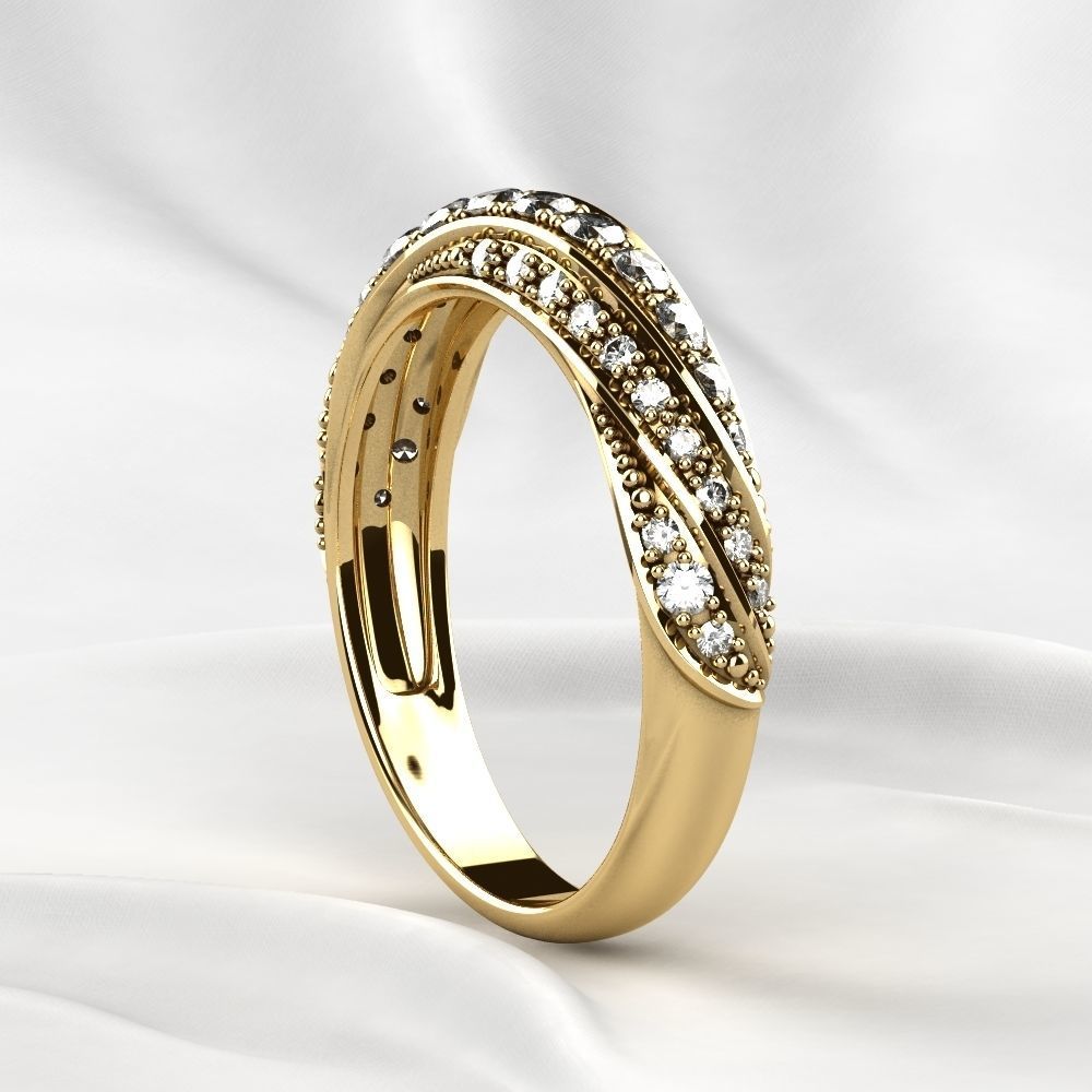 Gem Lines Gold Ring 3D print model_17