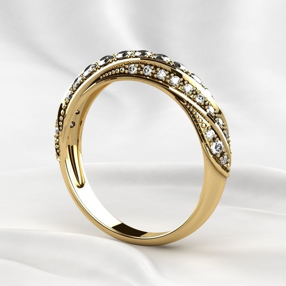 Gem Lines Gold Ring 3D print model_16