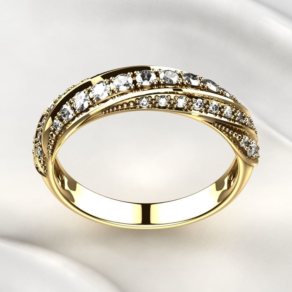 Gem Lines Gold Ring 3D print model_10