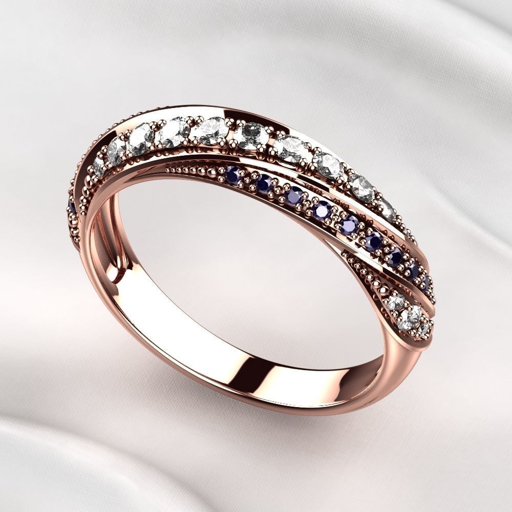 Gem Lines Gold Ring 3D print model_6