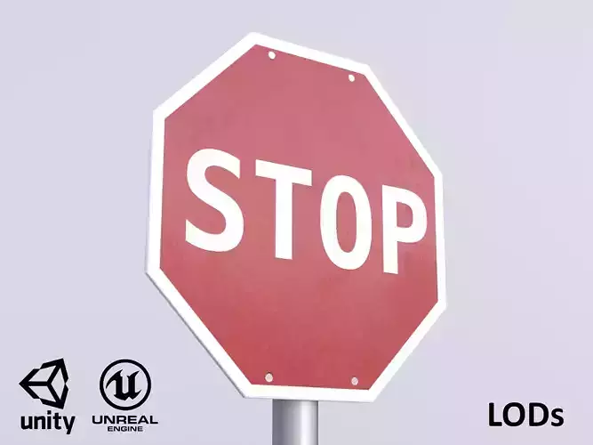 Game-ready Stop sign clean Unity Unreal Engine 