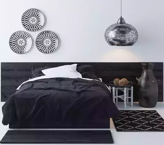Bed in bedroom 3D model