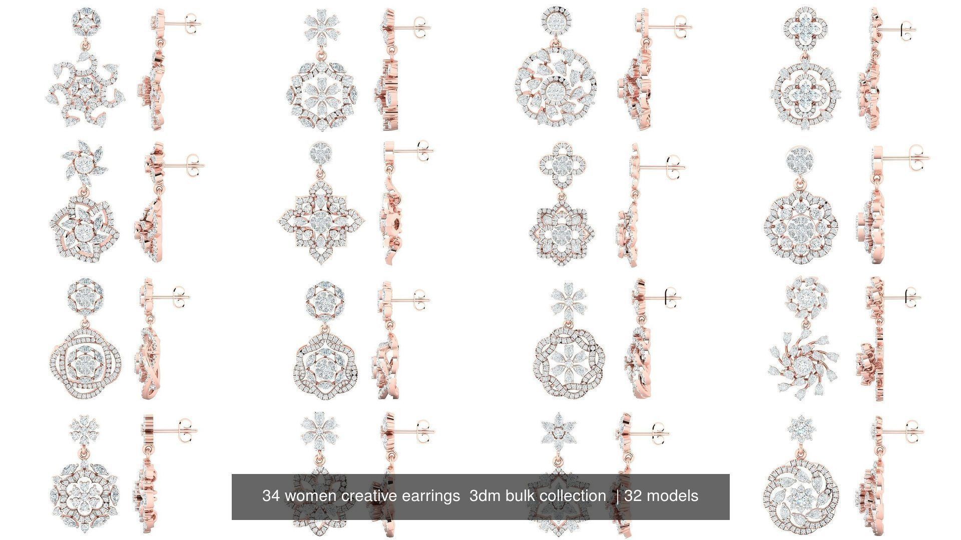 34 women creative earrings 3dm bulk collection
