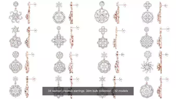 34 women creative earrings  3dm bulk collection  
