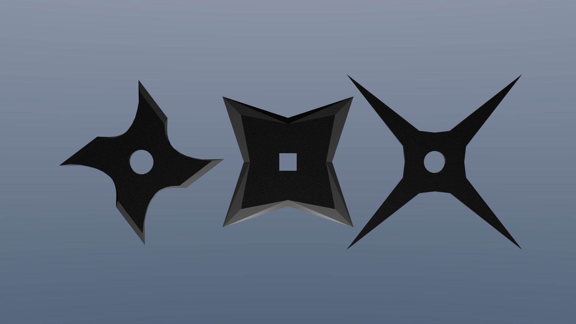 Low poly throwing star shurikens Low-poly 3D model_1