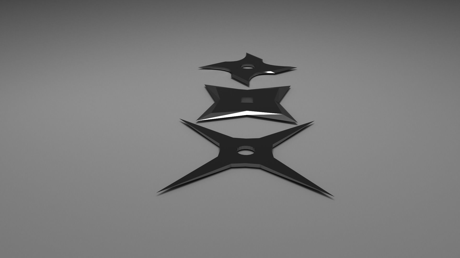 Low poly throwing star shurikens Low-poly 3D model_2