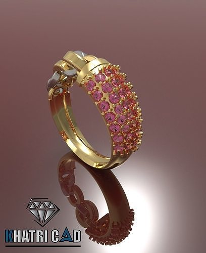 Chain Ring with Gems 3D print model