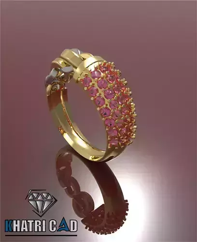 Chain Ring with Gems 3D print model