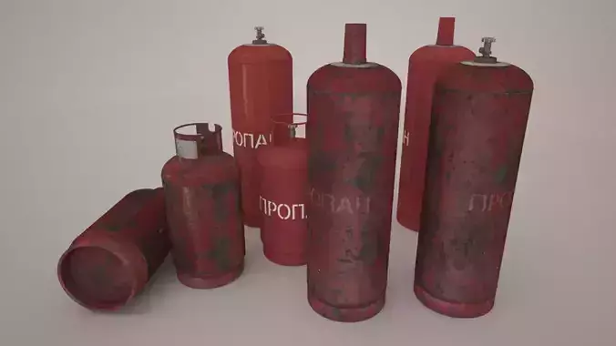  low poly model of a gas cylinder of 34 l and 27 l Free low-poly 3D model