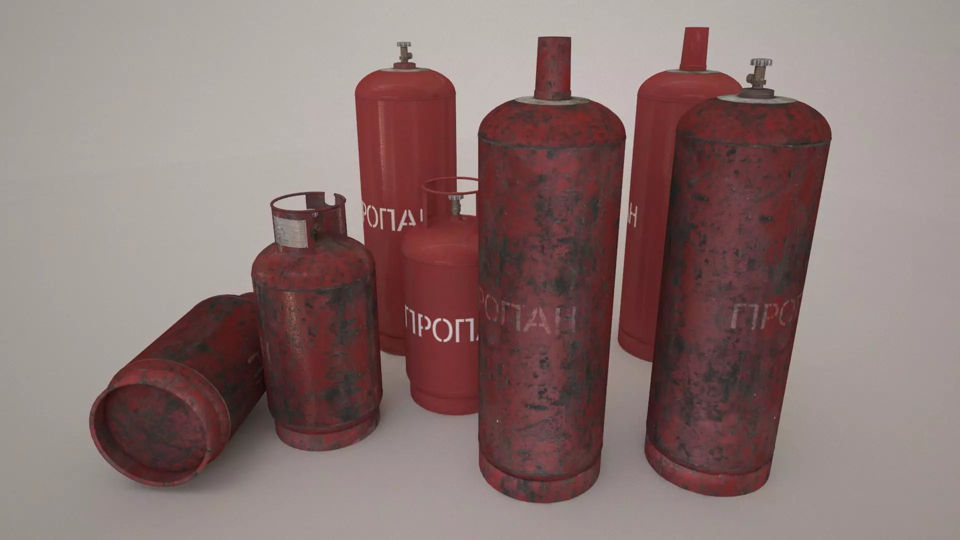 low poly model of a gas cylinder of 34 l and 27 l Free low-poly 3D model_0