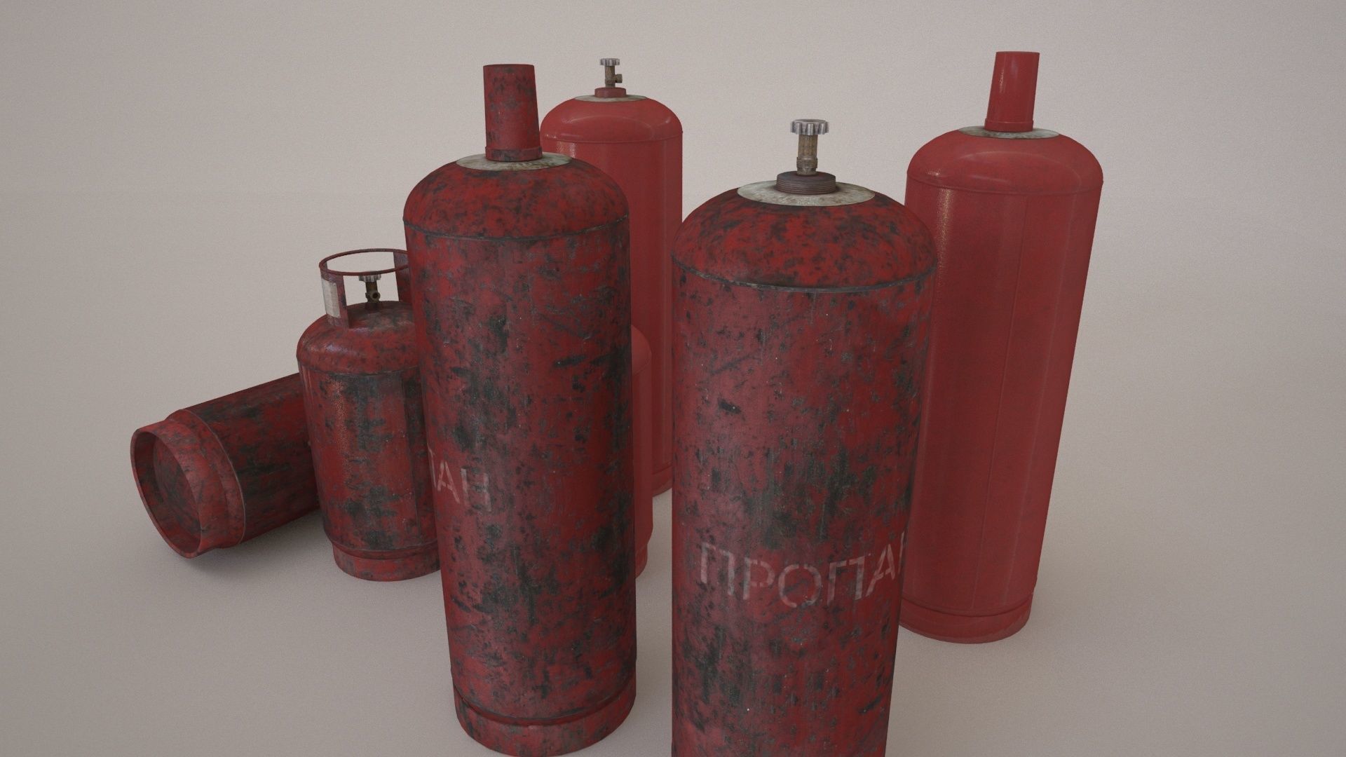 low poly model of a gas cylinder of 34 l and 27 l Free low-poly 3D model_10