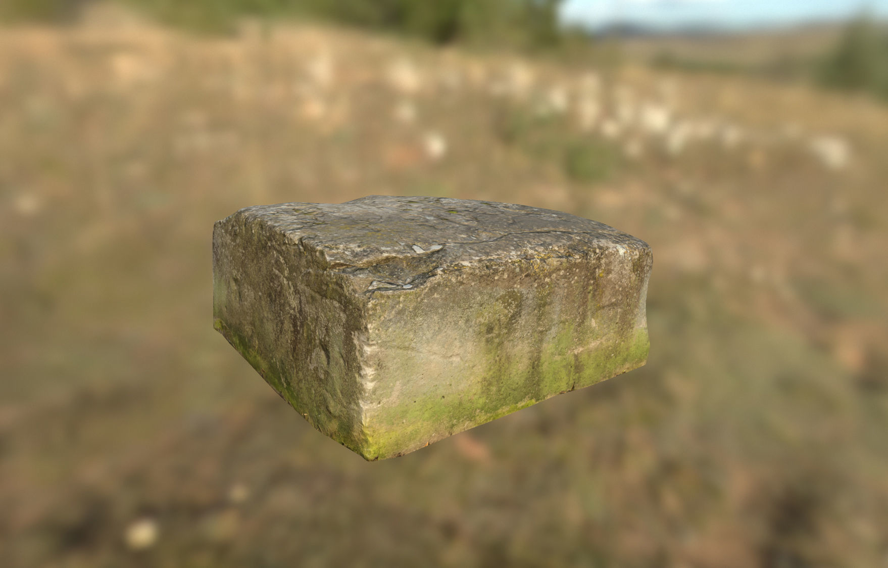 Old Concrete Block Low-poly 3D model_1