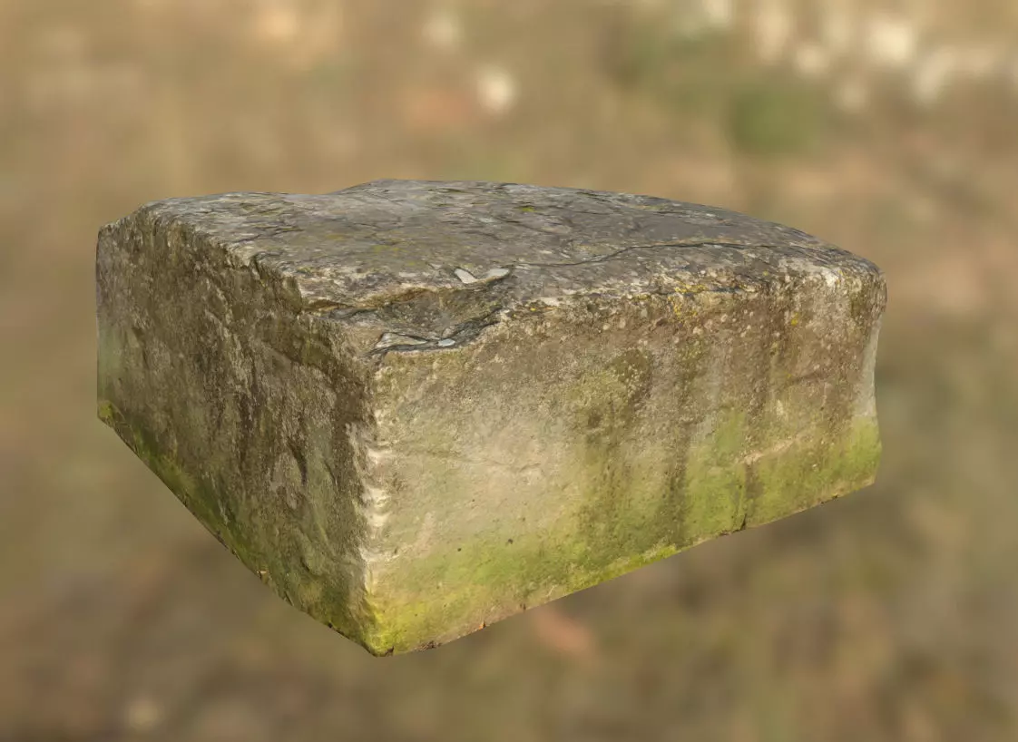 Old Concrete Block Low-poly 3D model_0