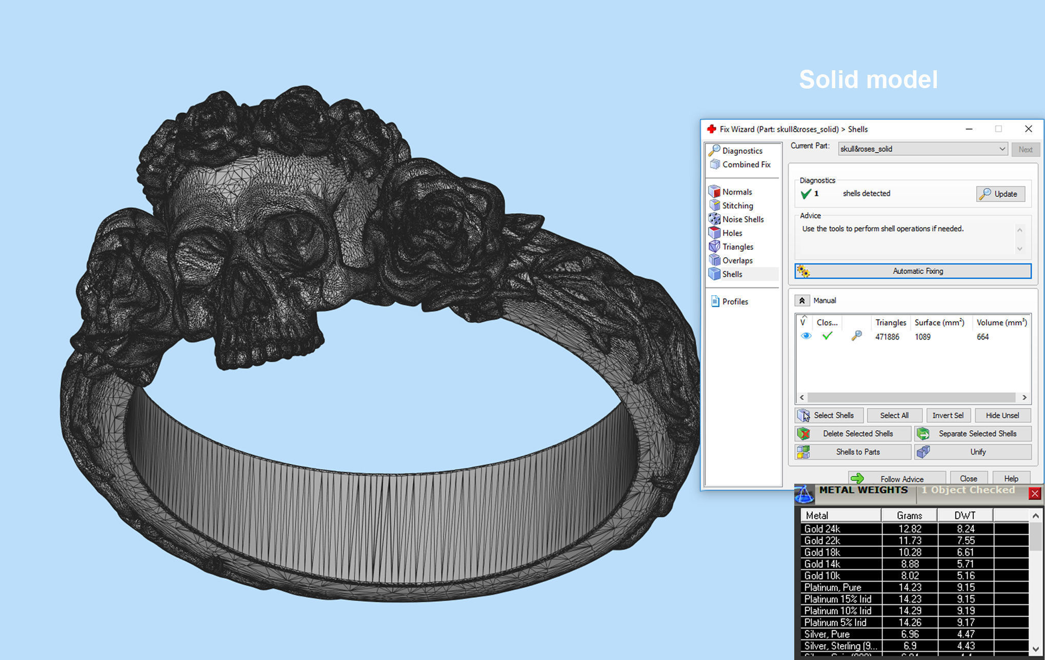 Skull and Roses Ring 3D print model_12