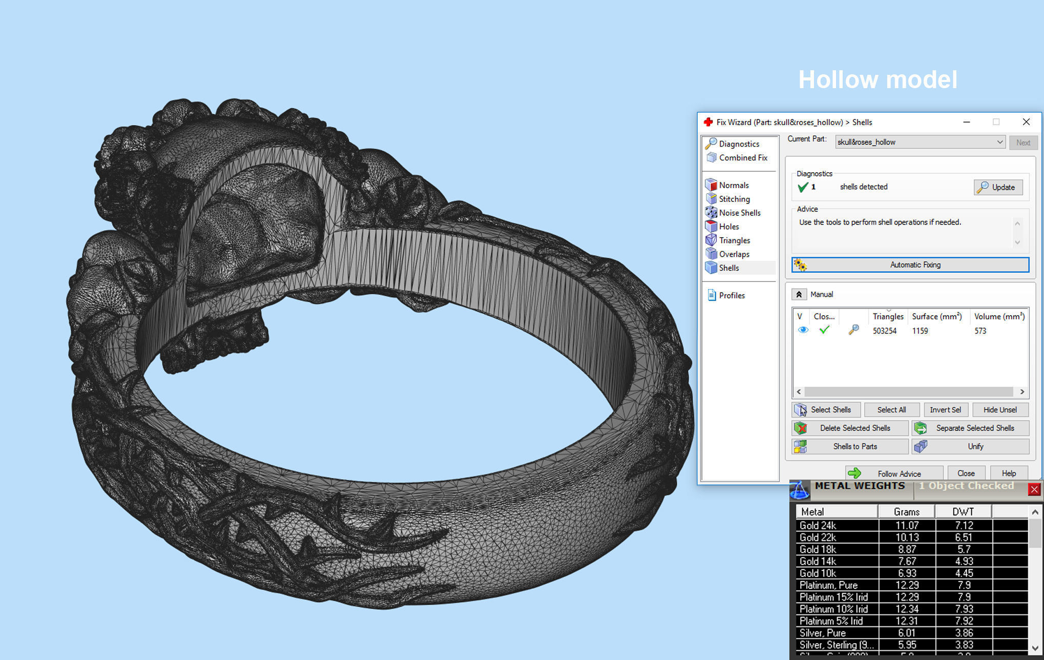 Skull and Roses Ring 3D print model_13