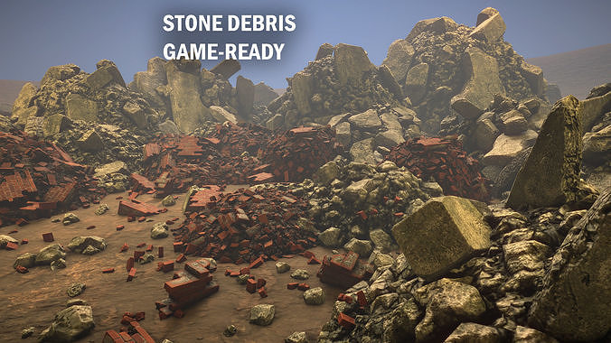 Stone debris Low-poly 3D model