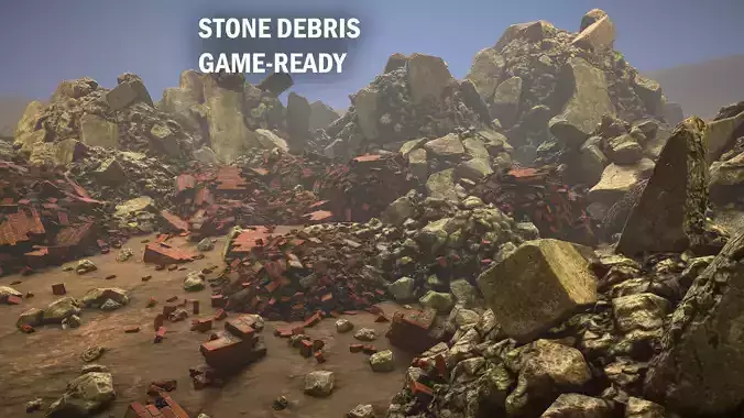 Stone debris Low-poly 3D model