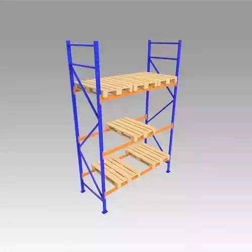 Shelves with Euro pallet 3D model